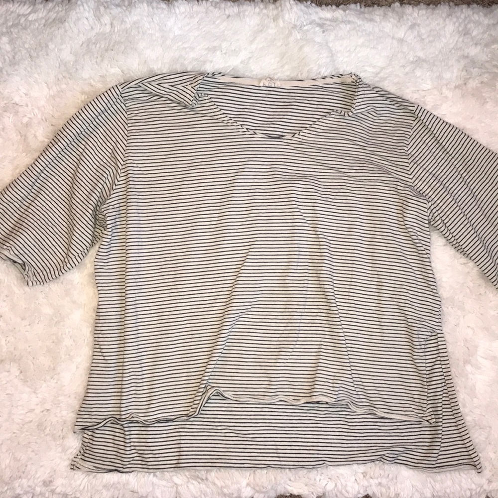 High low striped tea stained top